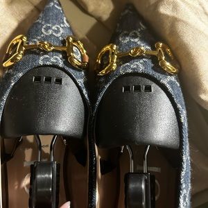 Authentic Jean Gucci flat ballerina shoes with Cuban link strap